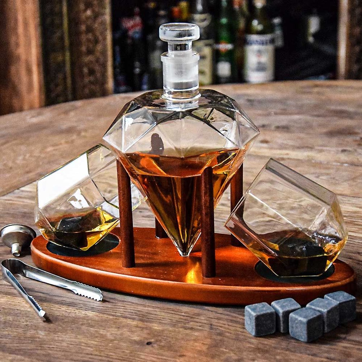 Deluxe Diamond Decanter Set - Whiskey decanter - Liquor Decanter Set