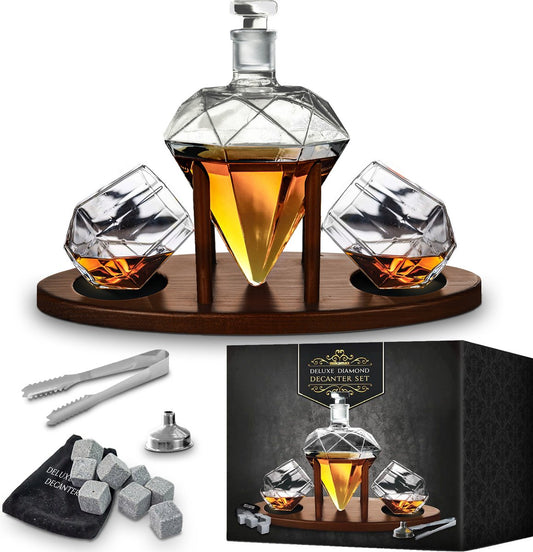 Deluxe Diamond Decanter Set - Whiskey decanter - Liquor Decanter Set