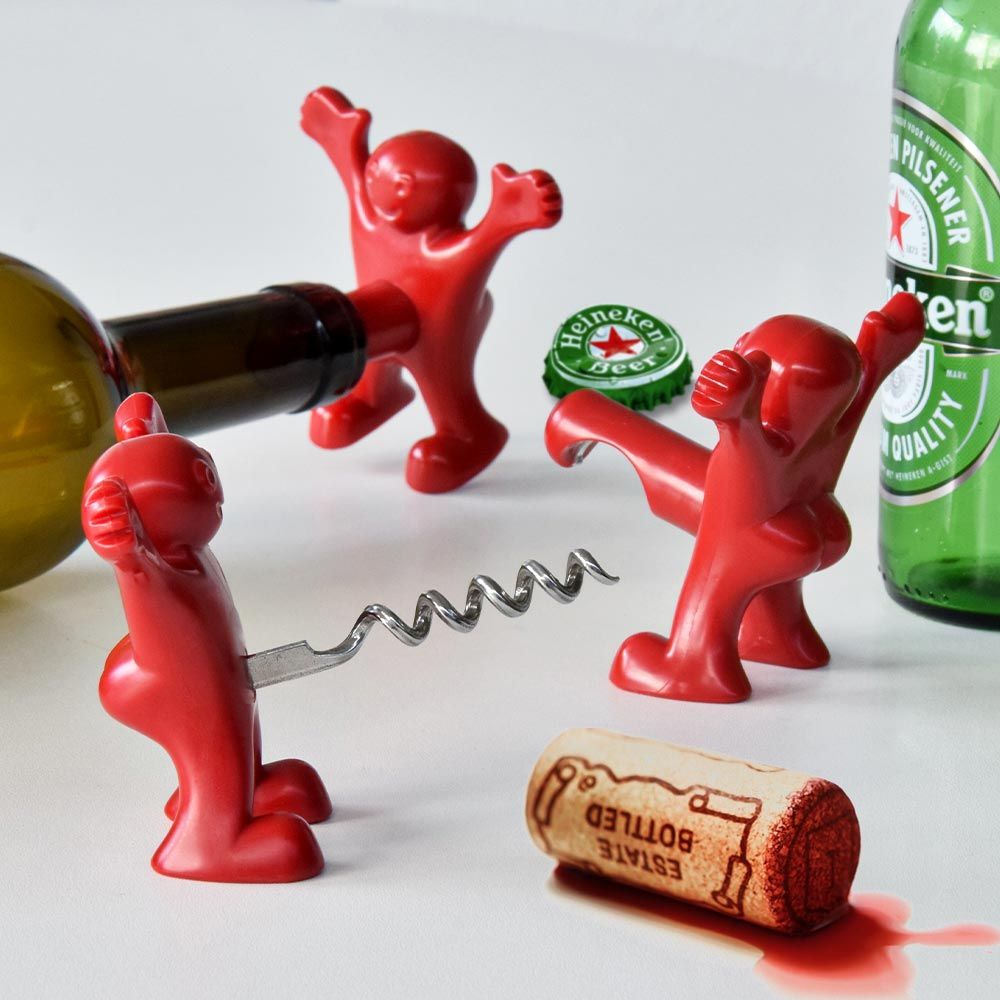 Happy Man Corkscrew - Bottle Opener, & Wine Stopper Set