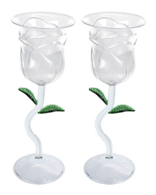Set of 2 Rose Shaped Wine Glasses - 200ml
