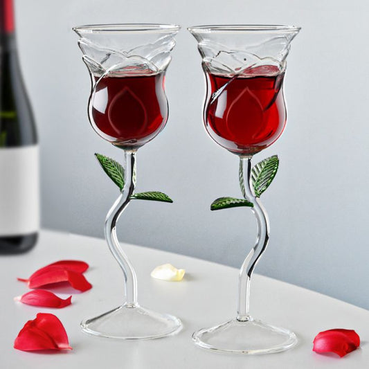 Set of 2 Rose Shaped Wine Glasses - 200ml