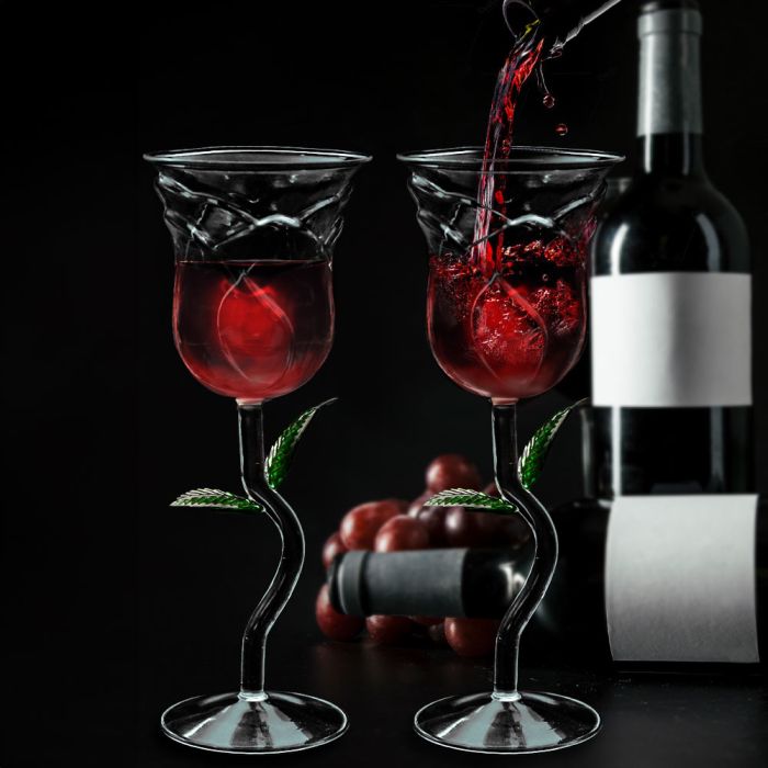 Set of 2 Rose Shaped Wine Glasses - 200ml