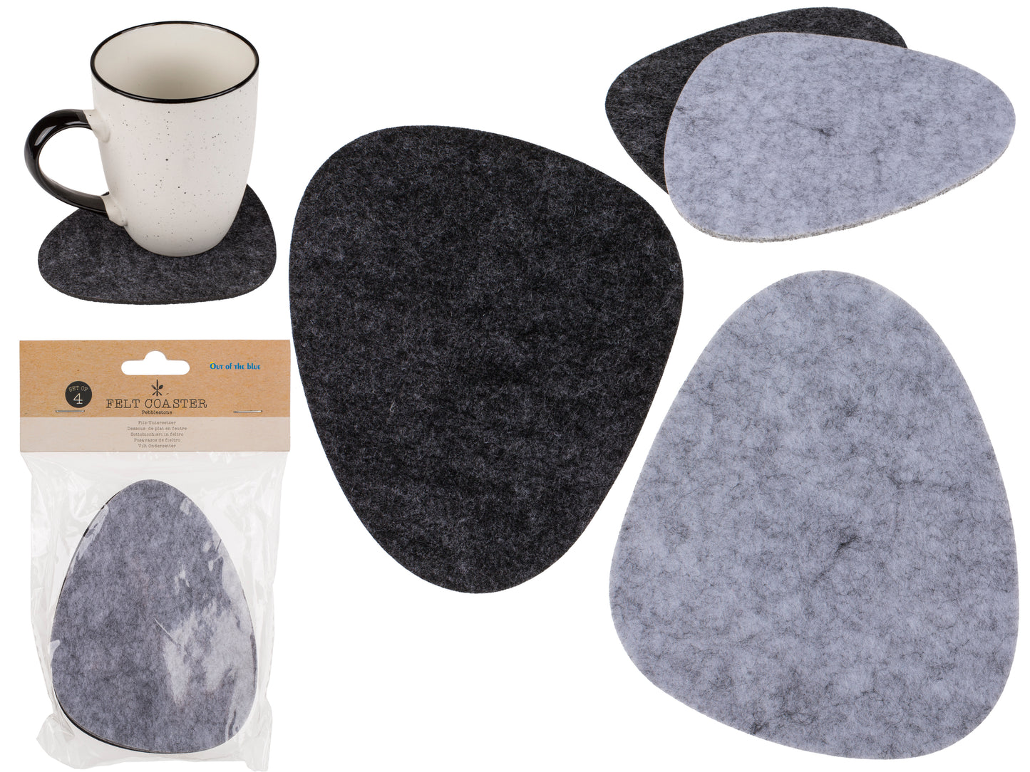 Set of 4 Pebblestone Felt Coasters