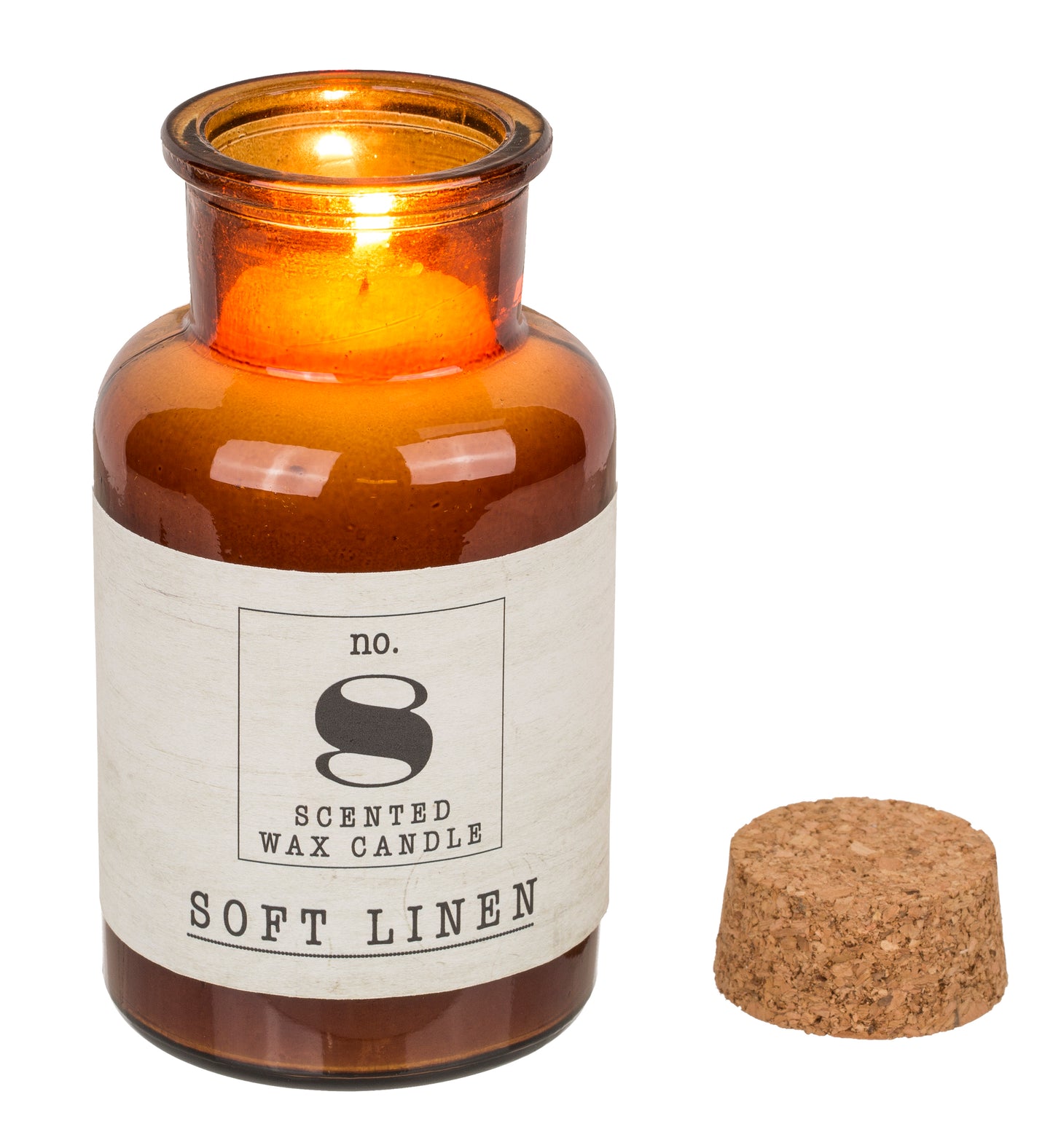 Soft Cotton Scented Candle in Glass Bottle with Cork Lid