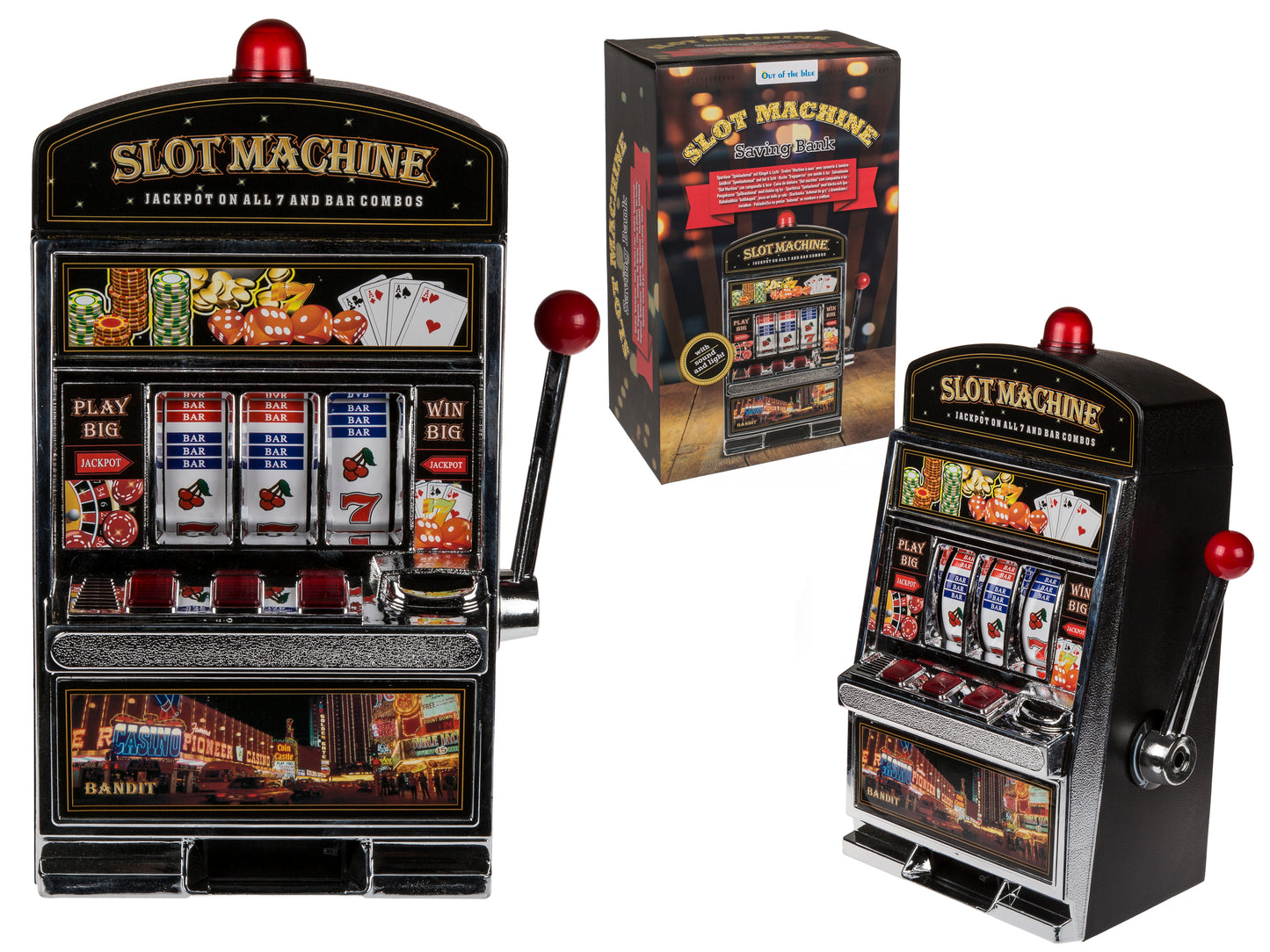 Slot machine with bell & LED Light - Money Box