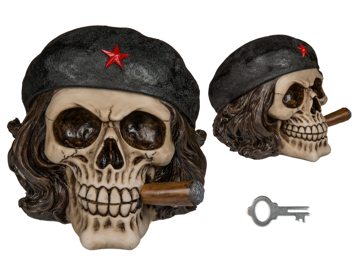 Polyresin Skull Saving Bank - Skull Freedom Fighter with Cigar