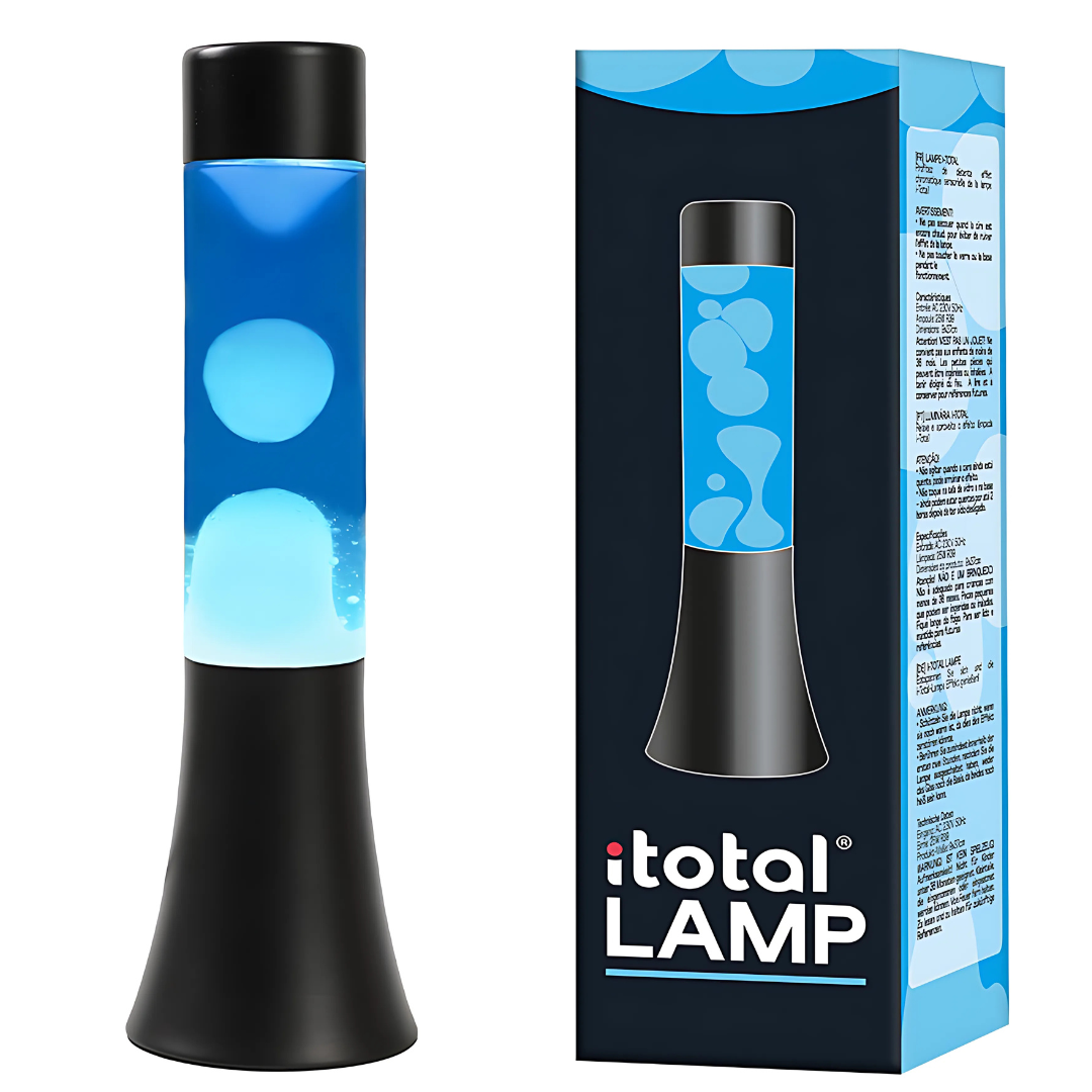 Lava Lamp 30 cm with Black Base, Green Liquid and Yellow Wax