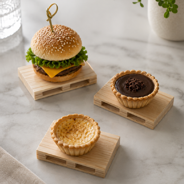 Wooden Finger Food Serving Tray Set (3 Pack)