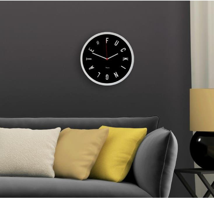 Running Late Wall Clock - Black & White - 30cm