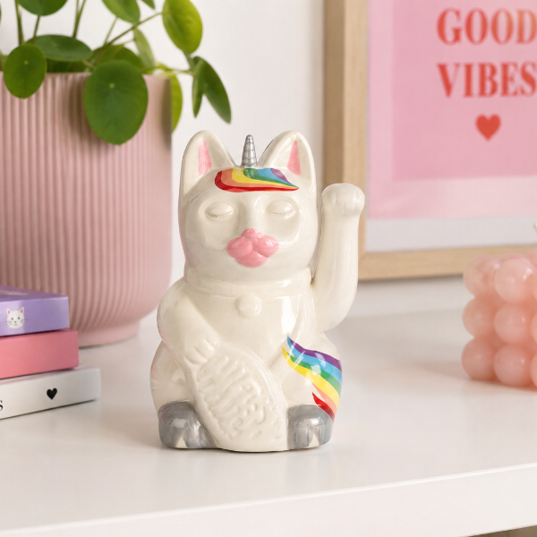 Unicorn Maneki Neko Lucky Cat - Ceramic 15cm