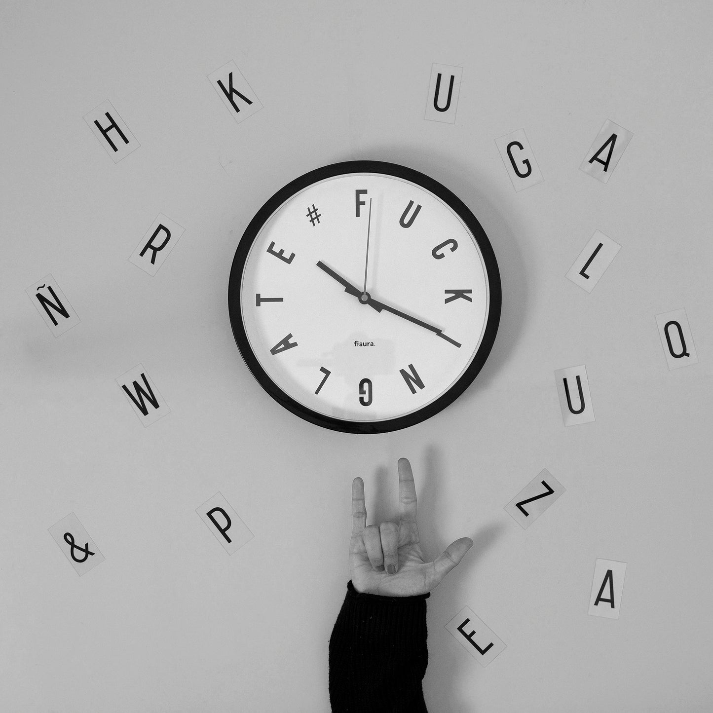 Running Late Wall Clock - Black & White - 30cm