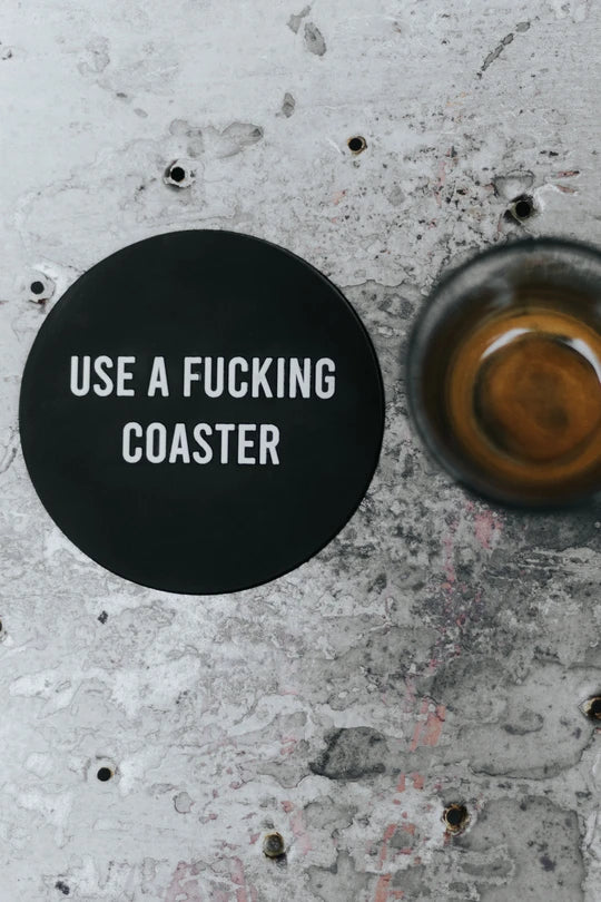 Use a F%$#ing Coaster - Black Magnetic Silicone Coaster (Set of 4)