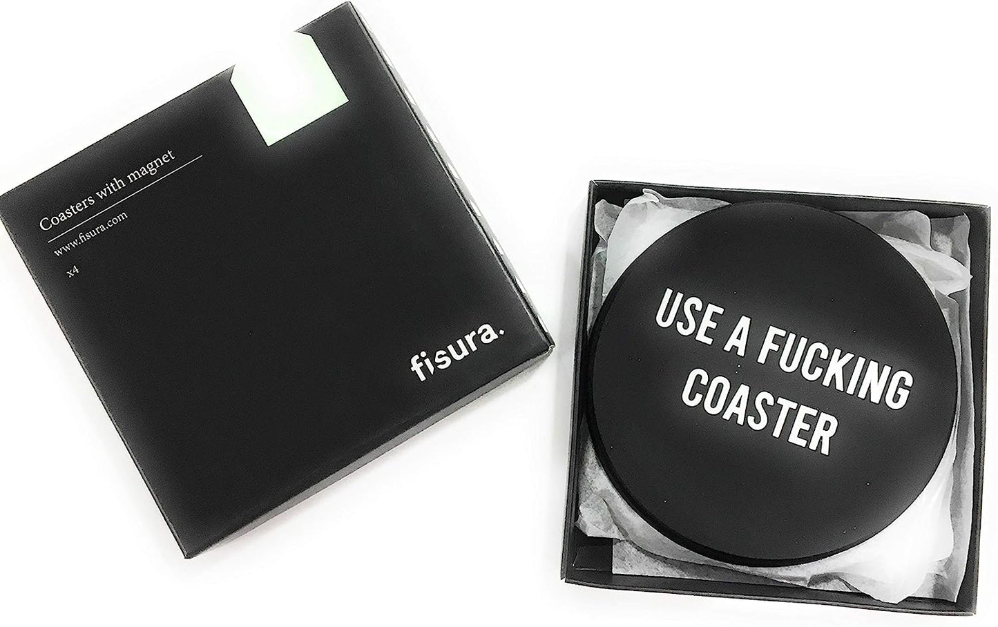 Use a F%$#ing Coaster - Black Magnetic Silicone Coaster (Set of 4)