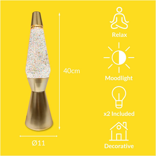 Bullet Lava Lamp - Matte Gold Base / Clear Liquid / Gold Glitter