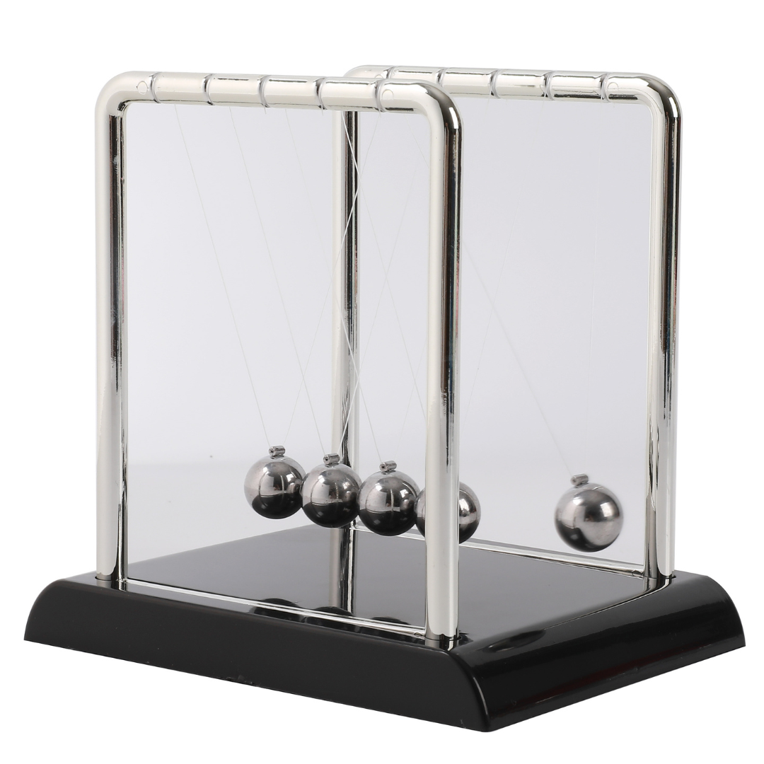 Perpetual Motion Kinetic Orbital Newton Cradle Balance Ball - Silver