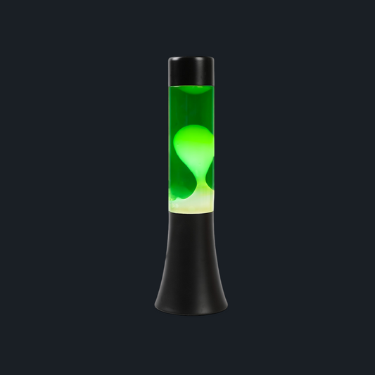 Lava Lamp 30 cm with Black Base, Green Liquid and Yellow Wax