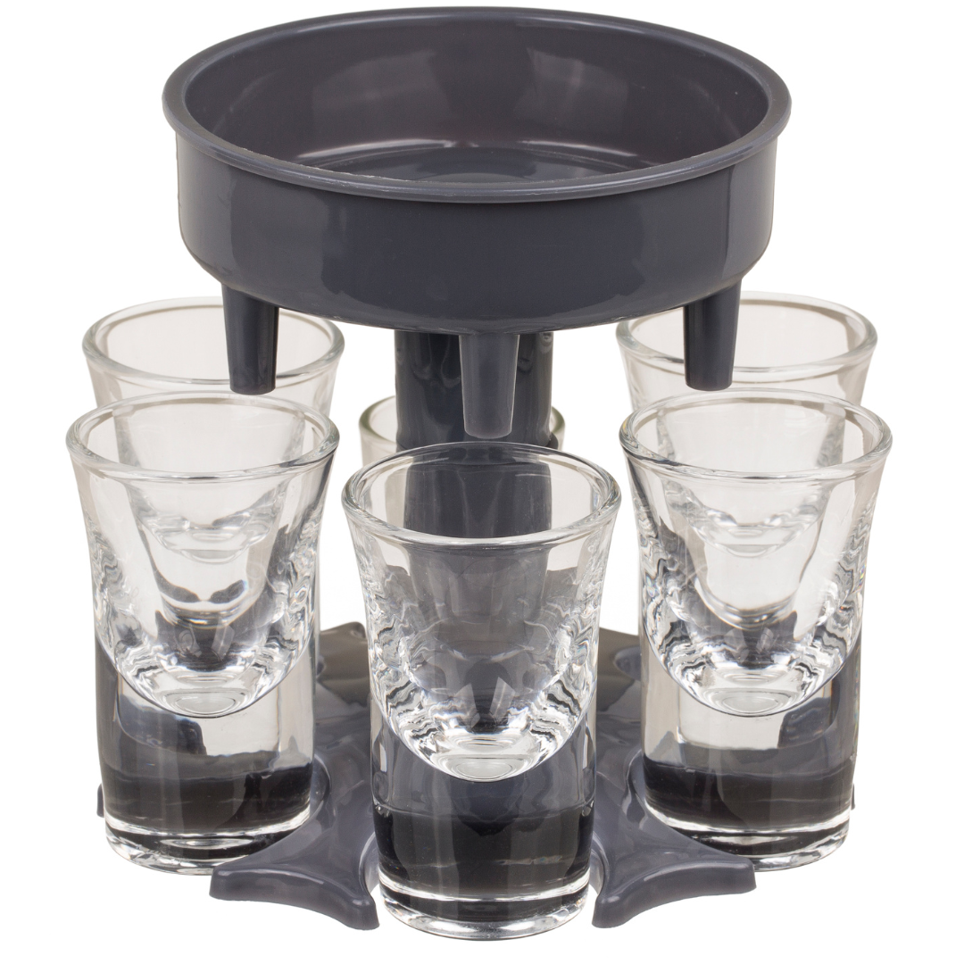 Shot Glass Dispenser - 6 Shooter Glasses & Dispenser