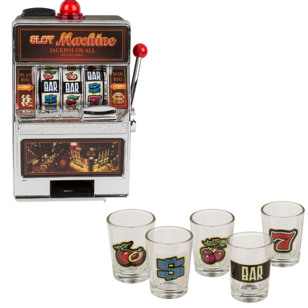 Drinking Game - Slot Machine & 5 Shot Glasses