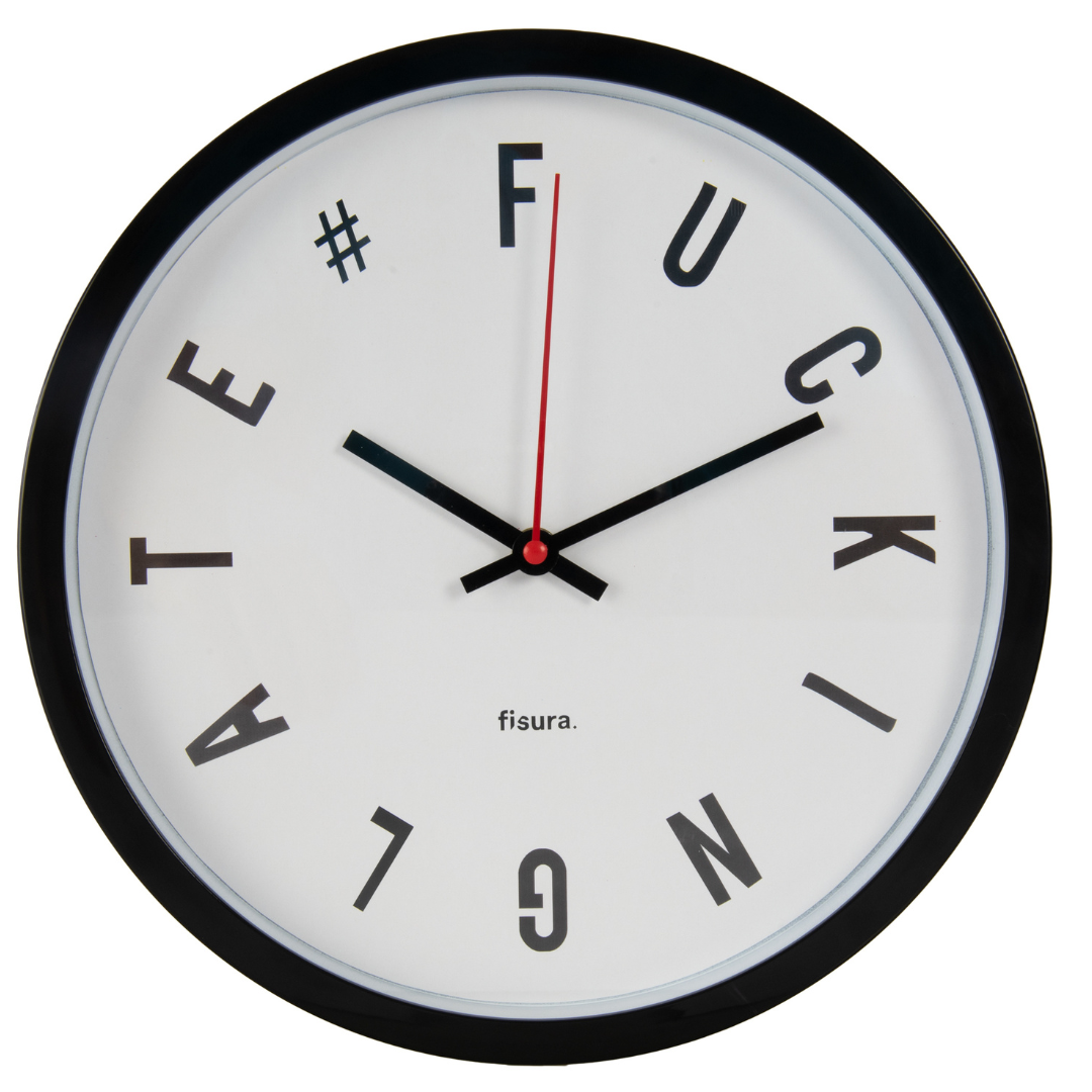 Running Late Wall Clock - Black & White - 30cm