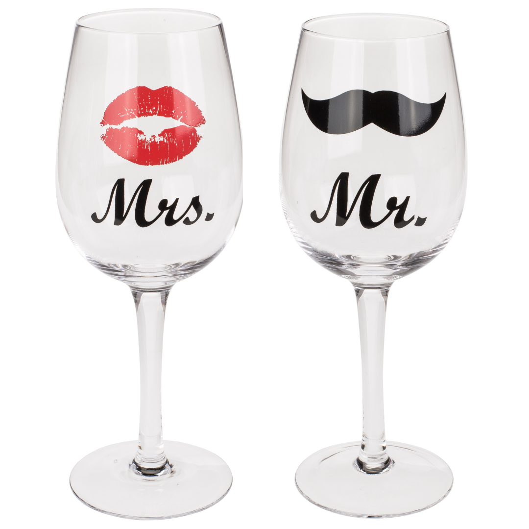 Mr & Mrs Wine Glasses