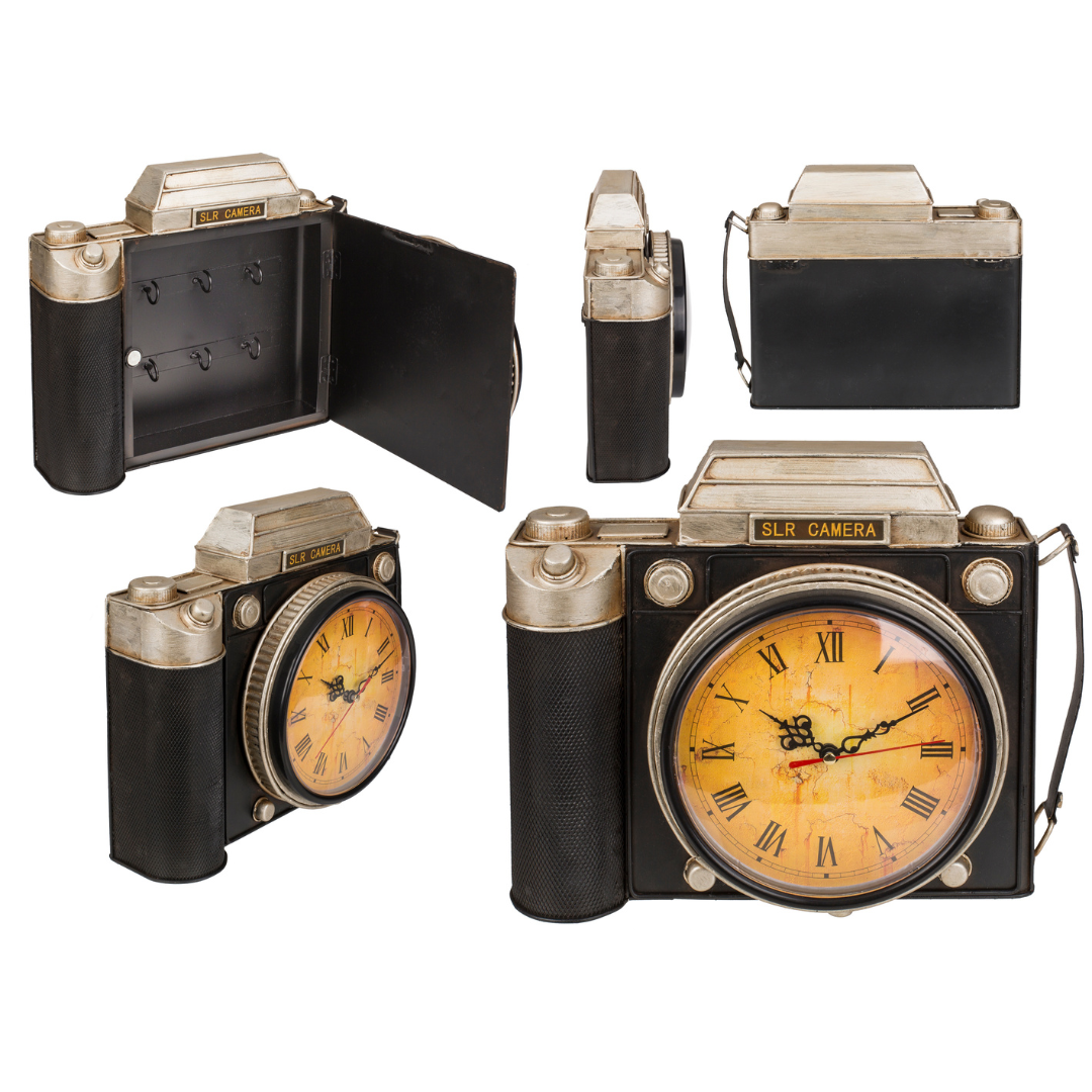 Metal key Holder with clock - Camera