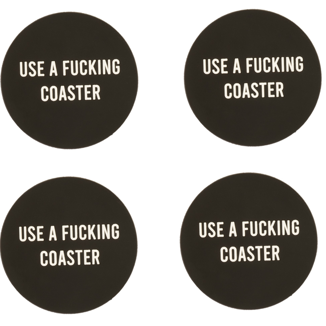 Use a F%$#ing Coaster - Black Magnetic Silicone Coaster (Set of 4)