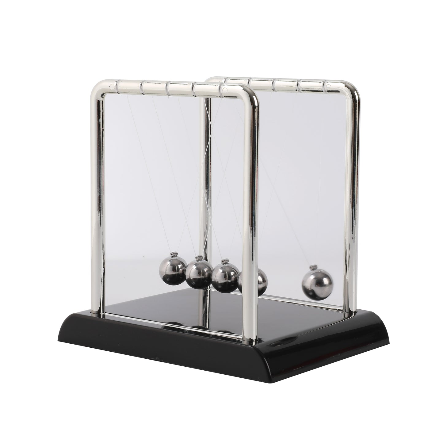 Perpetual Motion Kinetic Orbital Newton Cradle Balance Ball - Silver