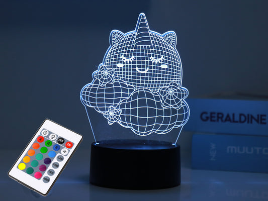 16 Colour Change 3D Illusion LED Night Light with Touch Base & Remote Conrol