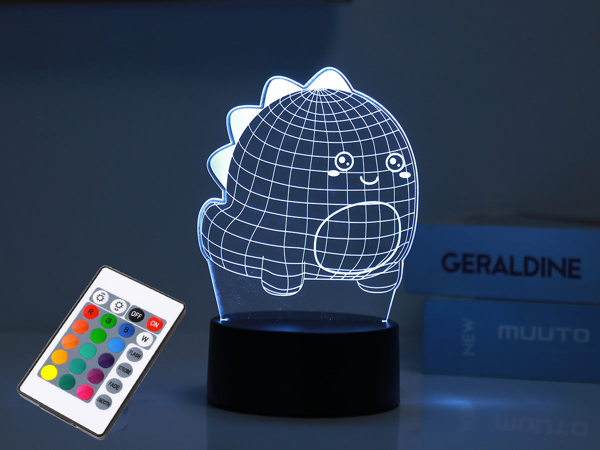 16 Colour Change 3D Illusion LED Night Light with Touch Base & Remote Conrol