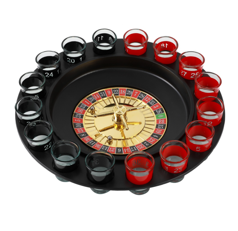 Drinking Roulette Game with 16 Shot Glasses