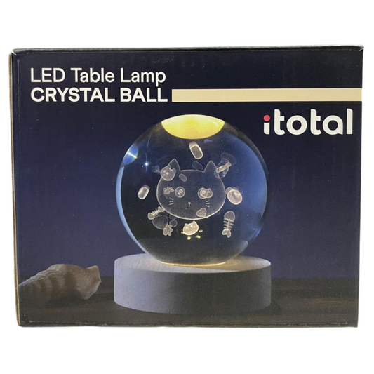 Crystal Ball Lamp with Wooden Base