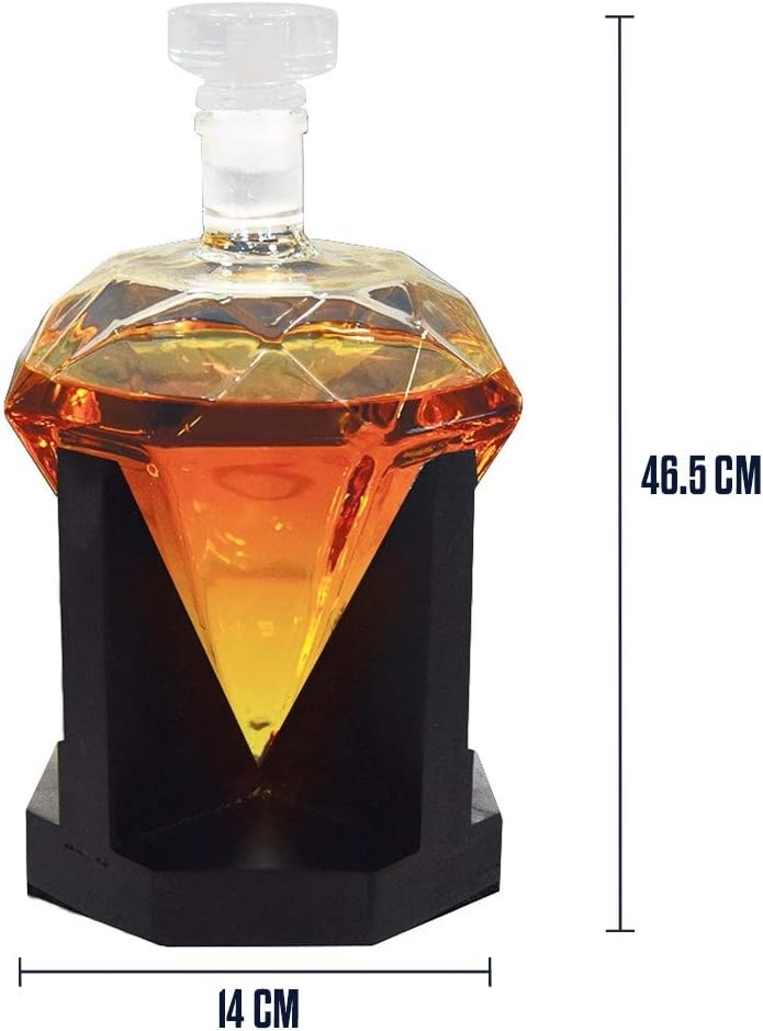 Diamond Decanter Set - with Whiskey Stones, Funnel, & Tongs
