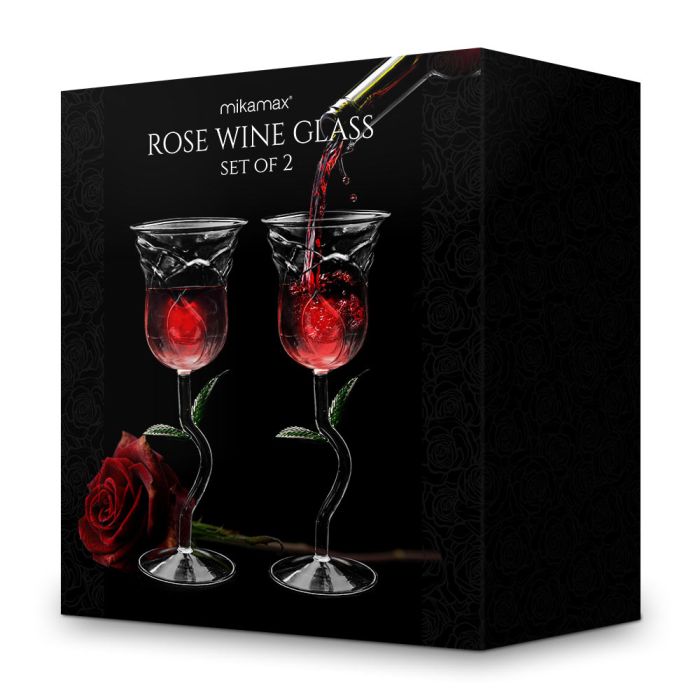 Set of 2 Rose Shaped Wine Glasses - 200ml