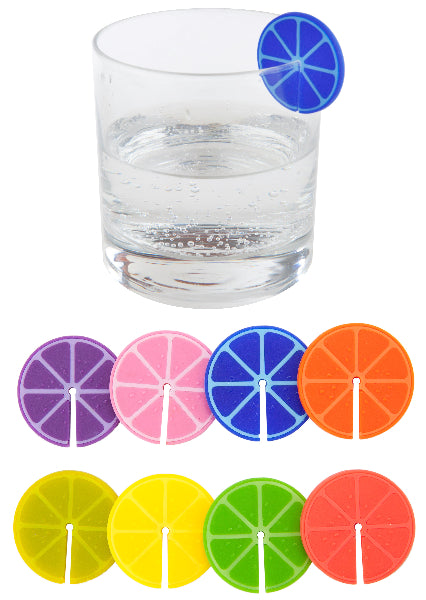 Glass Markers - Silicone Fruit Slices - Drinkware Charms - Box of 8 (3cm)