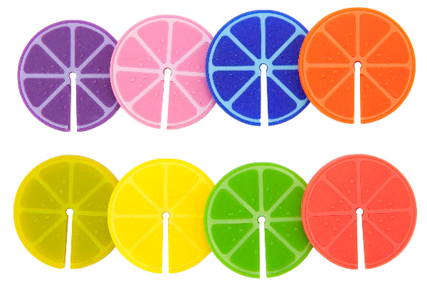 Glass Markers - Silicone Fruit Slices - Drinkware Charms - Box of 8 (3cm)