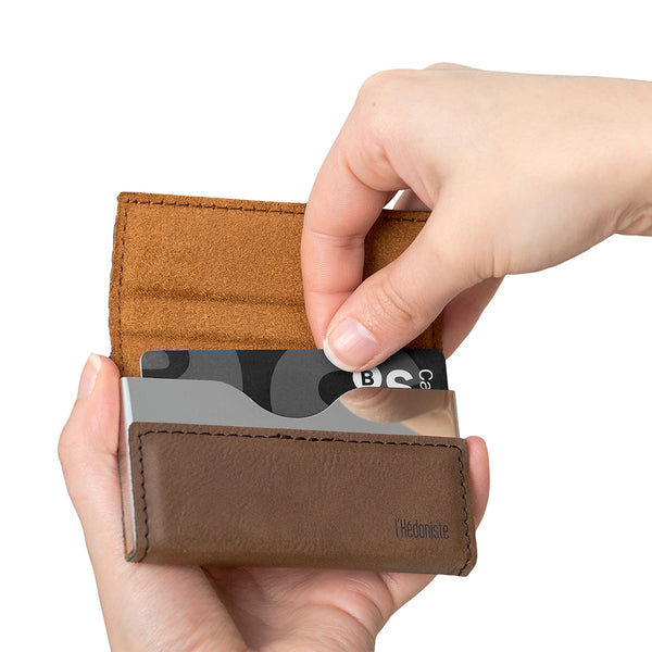 Vintage-Style Pocket Card Holder - L'Hédoniste Leatherette Mini Wallet