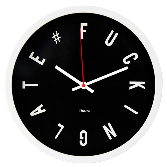 Running Late Wall Clock - Black & White - 30cm