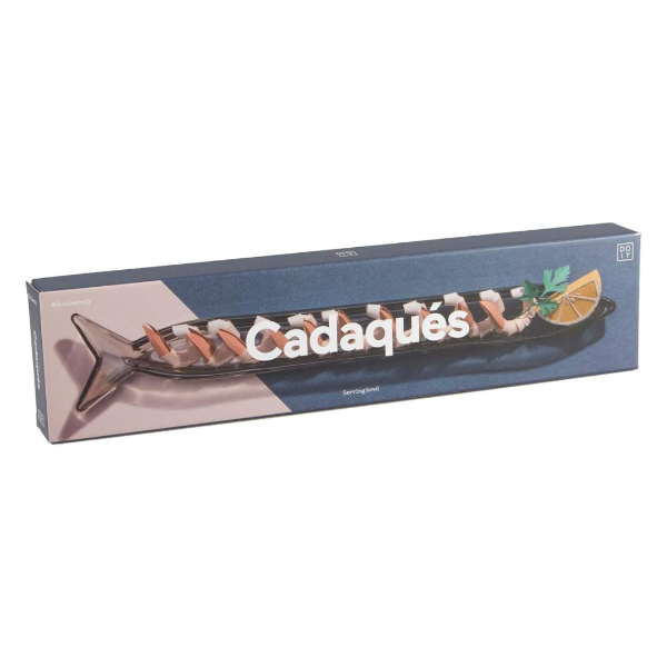 Large Fish-Shaped Glass Appetiser Serving Tray - 40cm