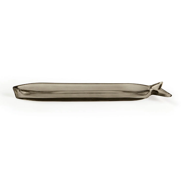 Small Fish-Shaped Glass Appetiser Serving Tray - 32cm