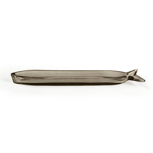 Small Fish-Shaped Glass Appetiser Serving Tray - 32cm