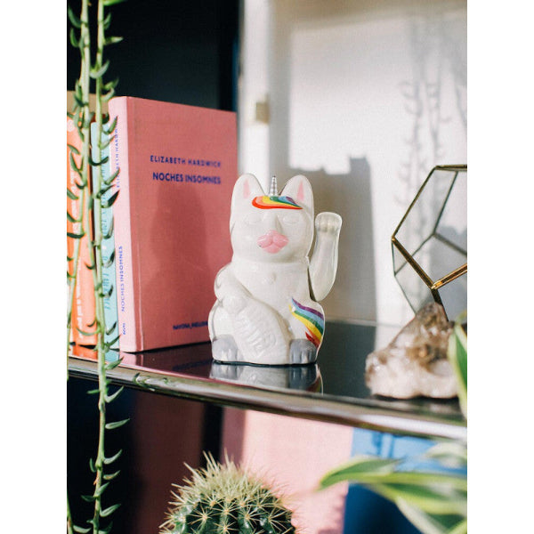 Unicorn Maneki Neko Lucky Cat - Ceramic 15cm