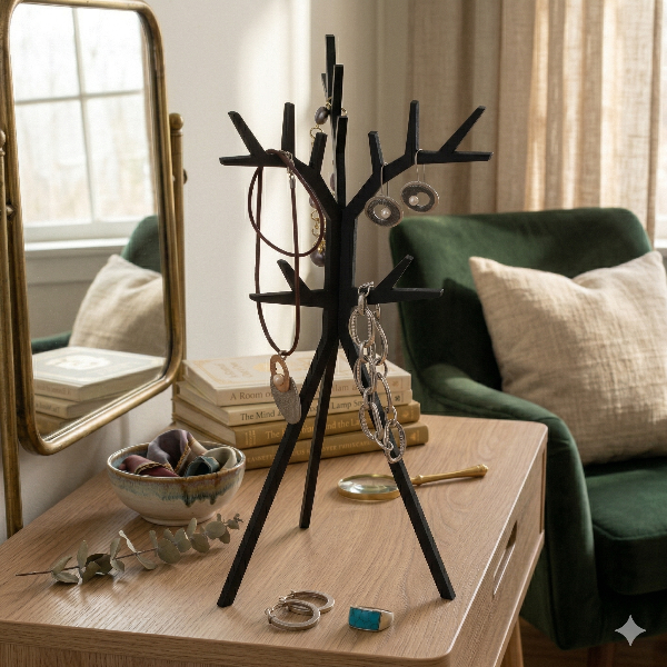 Jewellery Rack - Black MDF Tree - 31cm