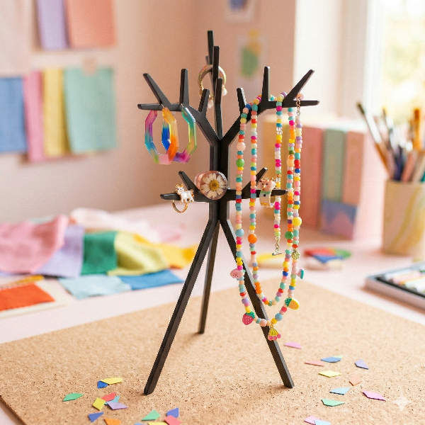 Jewellery Rack - Black MDF Tree - 31cm