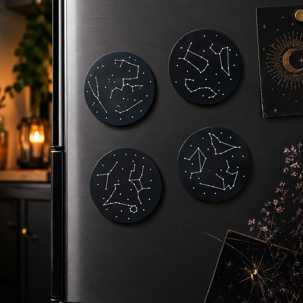 Set of 4 PVC Star Constellation Coasters with Magnet
