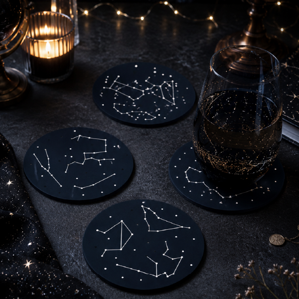 Set of 4 PVC Star Constellation Coasters with Magnet