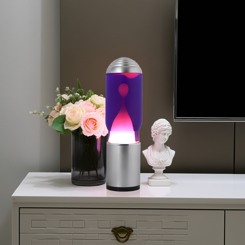 Lamp ADA with Silver Base, Purple Liquid and White Wax