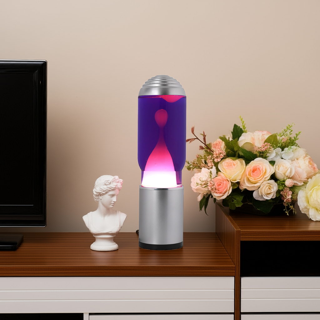 Lamp ADA with Silver Base, Purple Liquid and White Wax