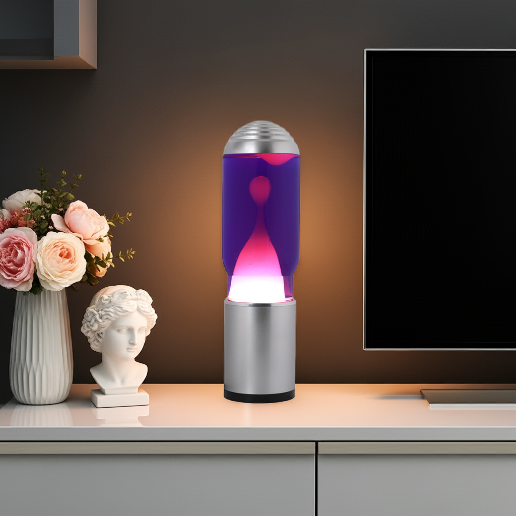 Lamp ADA with Silver Base, Purple Liquid and White Wax