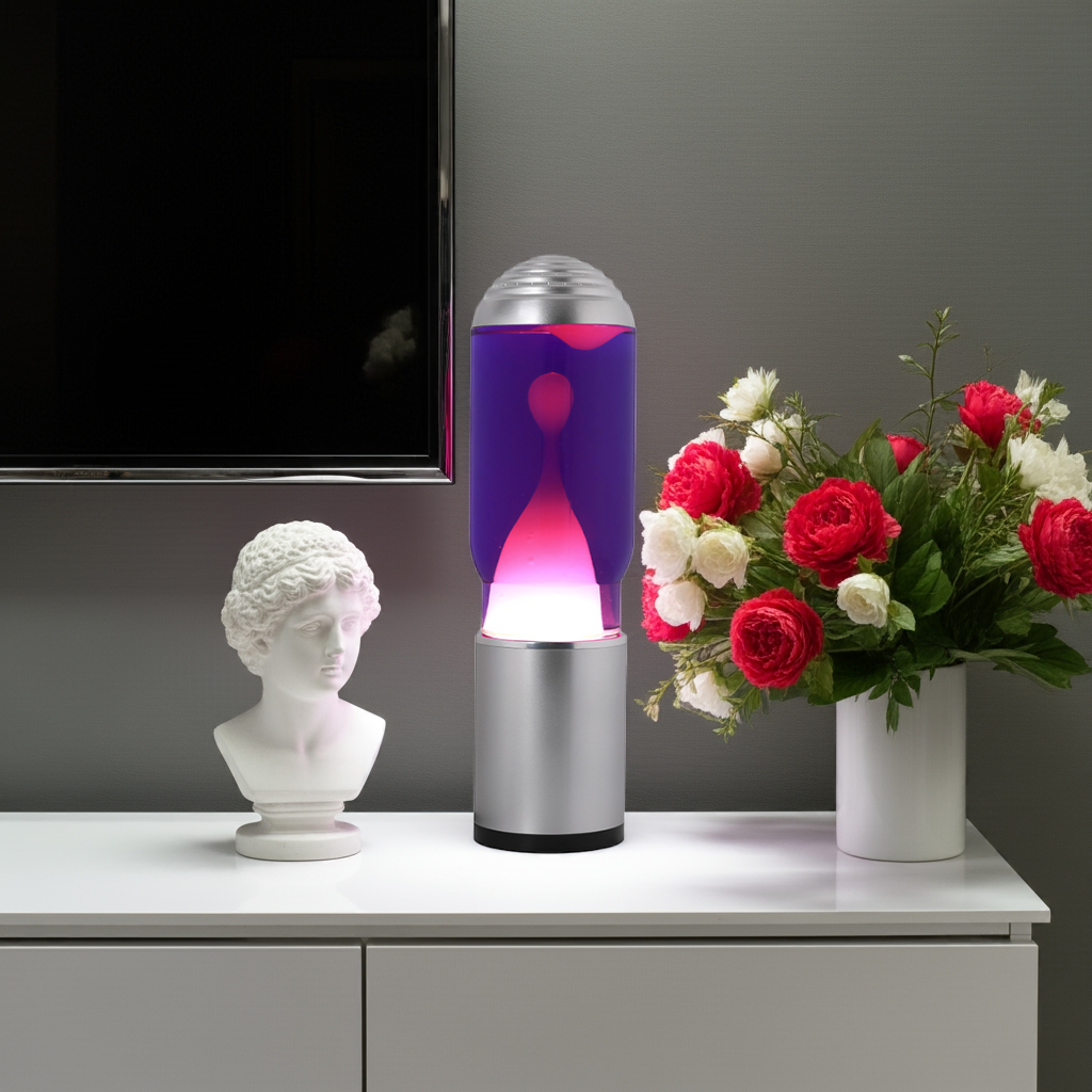 Lamp ADA with Silver Base, Purple Liquid and White Wax