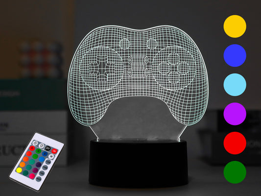 16 Colour Change 3D Illusion LED Night Light with Touch Base & Remote Conrol